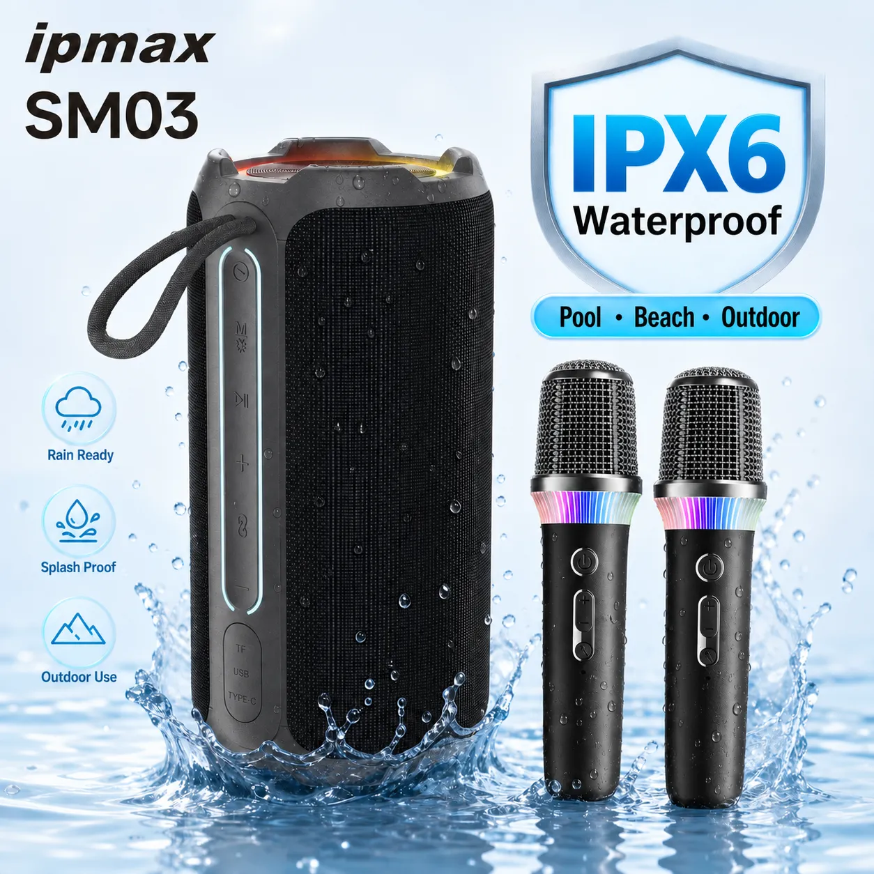 SM03 60W Karaoke Speaker · 2 Mini Microphones Included