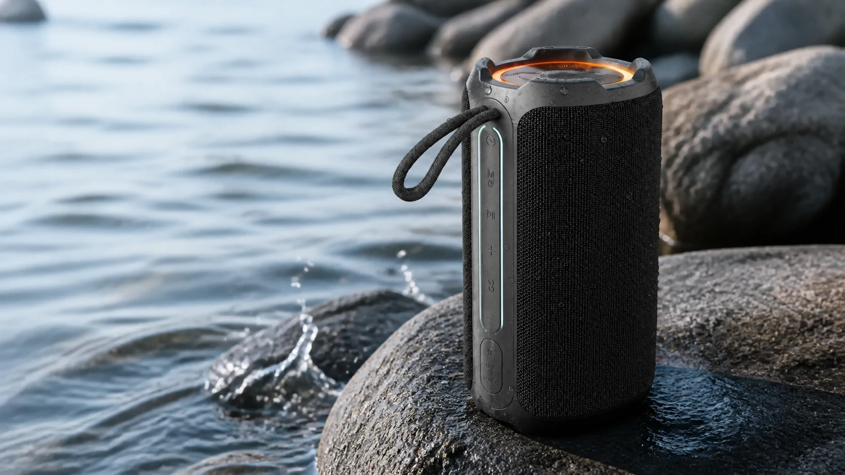 IPMAX SM03 speaker beside the water